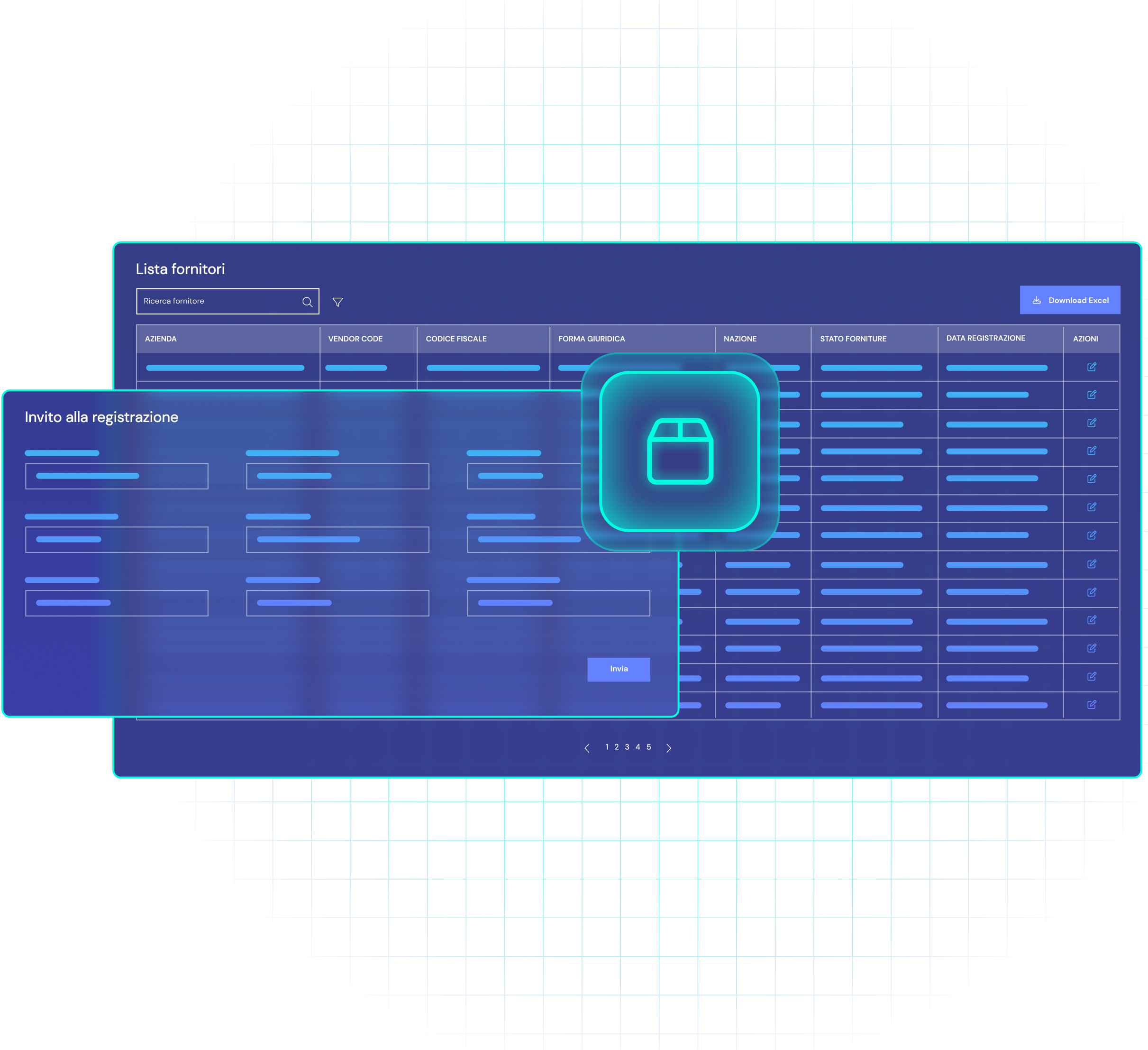 Supplier management screen